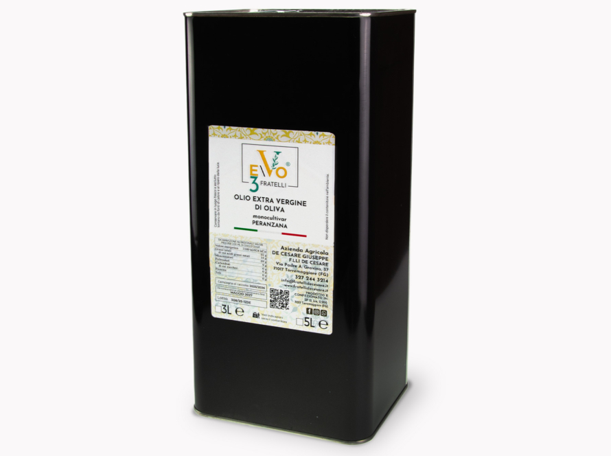 Olio Extravergine di Oliva Peranzana EVO 3 Fratelli - F.to Latta 5lt